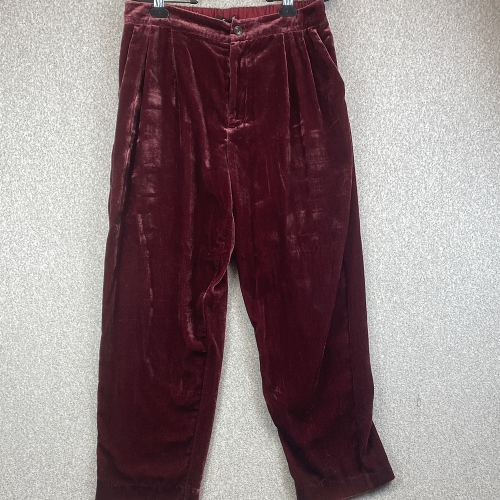 Madewell velvet trousers L burgundy edgy whimsigoth steampunk grunge pleated y2k
